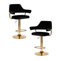 Набор 2 шт Стул барный DOBRIN CHARLY GOLD (черный велюр (MJ9-101))