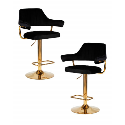 Набор 2 шт Стул барный DOBRIN CHARLY GOLD (черный велюр (MJ9-101))