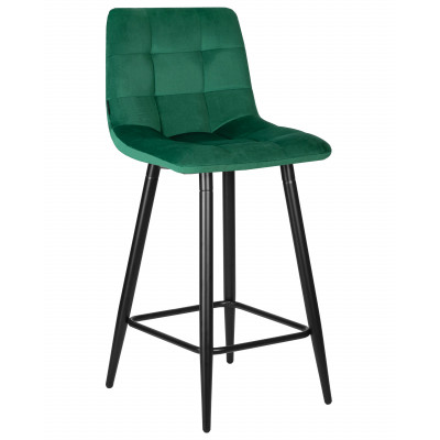 Набор 2 шт Стул полубарный DOBRIN OLIVIA (черные матовые ножки, зелёный велюр (108-64))