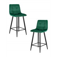 Набор 2 шт Стул полубарный DOBRIN OLIVIA (черные матовые ножки, зелёный велюр (108-64))