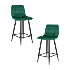Набор 2 шт Стул полубарный DOBRIN OLIVIA (черные матовые ножки, зелёный велюр (108-64))
