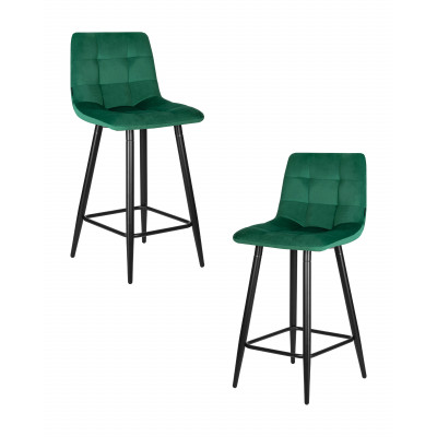 Набор 2 шт Стул полубарный DOBRIN OLIVIA (черные матовые ножки, зелёный велюр (108-64))