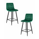 Набор 2 шт Стул полубарный DOBRIN OLIVIA (черные матовые ножки, зелёный велюр (108-64))