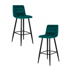Набор 2 шт Стул барный DOBRIN NICOLE (черные матовые ножки, морской волны велюр (108-119))