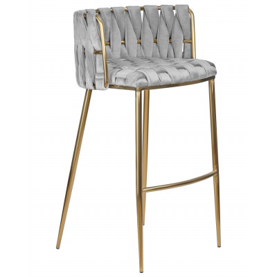 Стул барный DOBRIN EMMA GOLD (светло-серый велюр (135-37))