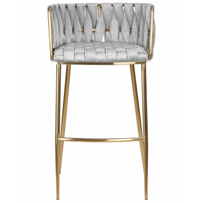 Стул барный DOBRIN EMMA GOLD (светло-серый велюр (135-37))