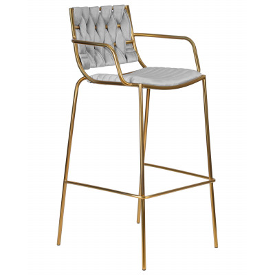 Набор 2 шт Стул барный DOBRIN MILLER GOLD (cветло-серый велюр (135-37))