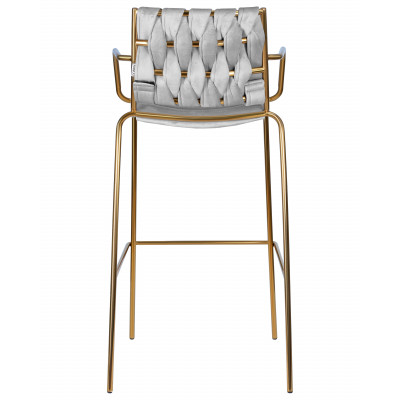 Набор 2 шт Стул барный DOBRIN MILLER GOLD (cветло-серый велюр (135-37))