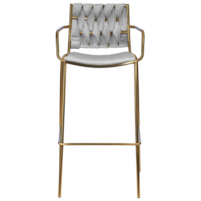Набор 2 шт Стул барный DOBRIN MILLER GOLD (cветло-серый велюр (135-37))