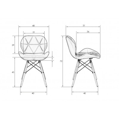 Набор 4 шт Стул обеденный DOBRIN BUTTERFLY (ножки светлый бук, цвет сиденья кремовый)