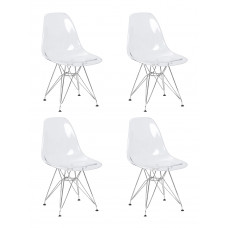 Набор 4 шт Стул обеденный DOBRIN DSR CASPER (ножки хром, цвет прозрачный)