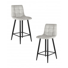 Набор 2 шт Стул полубарный DOBRIN OLIVIA (черные матовые ножки, светло-серый велюр (108-52))