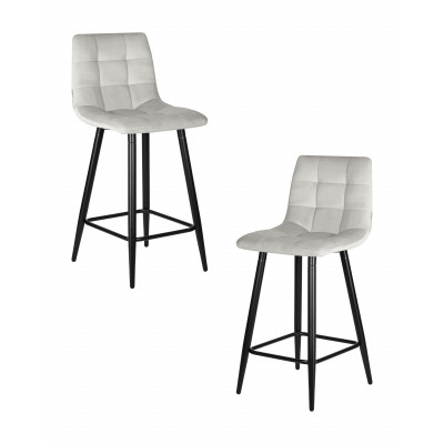 Набор 2 шт Стул полубарный DOBRIN OLIVIA (черные матовые ножки, светло-серый велюр (108-52))