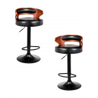 Набор 2 шт Стул барный DOBRIN FRED BLACK (коричневое дерево, чёрный)