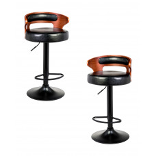 Набор 2 шт Стул барный DOBRIN FRED BLACK (коричневое дерево, чёрный)