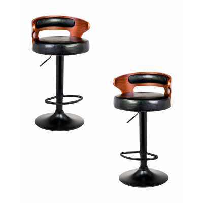 Набор 2 шт Стул барный DOBRIN FRED BLACK (коричневое дерево, чёрный) - купить в Екатеринбурге, в наличии