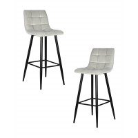Набор 2 шт Стул барный DOBRIN NICOLE (черные матовые ножки, светло-серый велюр (108-52))
