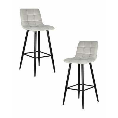Набор 2 шт Стул барный DOBRIN NICOLE (черные матовые ножки, светло-серый велюр (108-52)) - купить в Екатеринбурге, в наличии