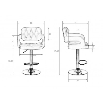 Набор 2 шт Стул барный DOBRIN TIESTO (серый) - купить в Екатеринбурге, в наличии