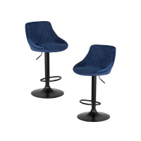 Набор 2 шт Стул барный DOBRIN LOGAN BLACK (синий велюр (MJ9-117))