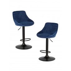 Набор 2 шт Стул барный DOBRIN LOGAN BLACK (синий велюр (MJ9-117))