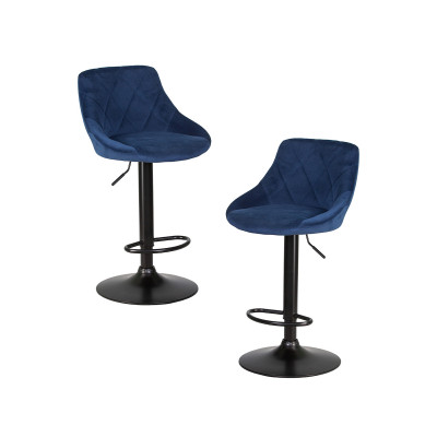 Набор 2 шт Стул барный DOBRIN LOGAN BLACK (синий велюр (MJ9-117))