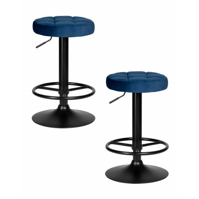 Набор 2 шт Табурет барный DOBRIN BRUNO BLACK (синий велюр (MJ9-117)) - купить в Екатеринбурге, в наличии