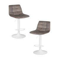 Набор 2 шт Стул барный DOBRIN TAILOR WHITE (серый велюр (MJ9-75))