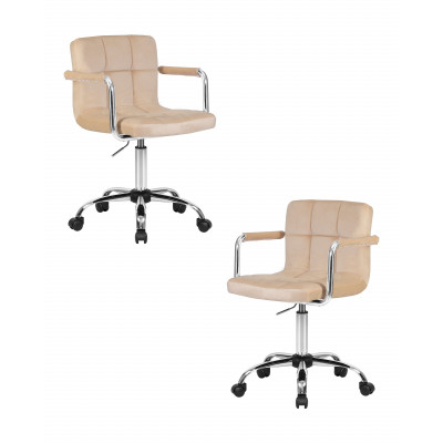 Набор 2 шт Офисное кресло для персонала DOBRIN TERRY (бежевый велюр (MJ9-10)) - купить в Екатеринбурге, в наличии