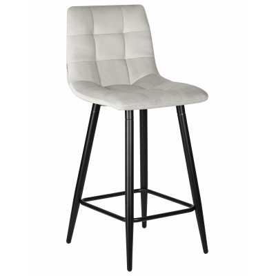 Набор 2 шт Стул полубарный DOBRIN OLIVIA (черные матовые ножки, светло-серый велюр (108-52))