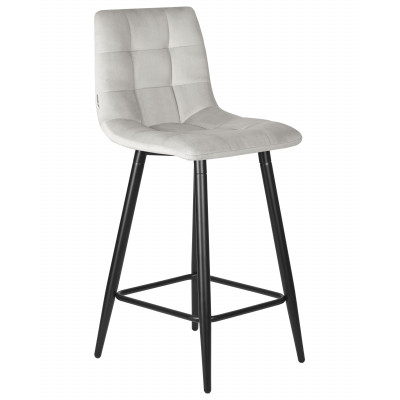 Набор 2 шт Стул полубарный DOBRIN OLIVIA (черные матовые ножки, светло-серый велюр (108-52))