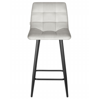 Набор 2 шт Стул полубарный DOBRIN OLIVIA (черные матовые ножки, светло-серый велюр (108-52))