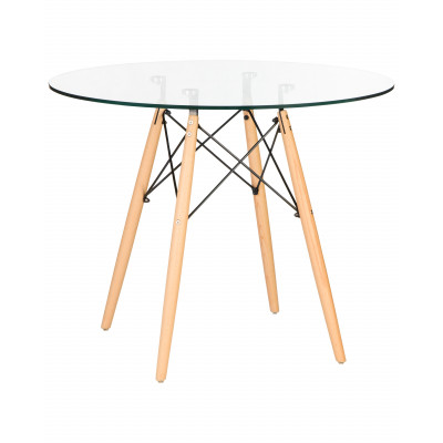 Стол обеденный DOBRIN CHELSEA`90 GLASS (ножки светлый бук, столешница стекло) - купить в Екатеринбурге, в наличии