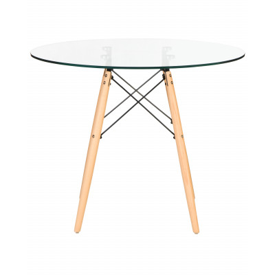 Стол обеденный DOBRIN CHELSEA`90 GLASS (ножки светлый бук, столешница стекло) - купить в Екатеринбурге, в наличии