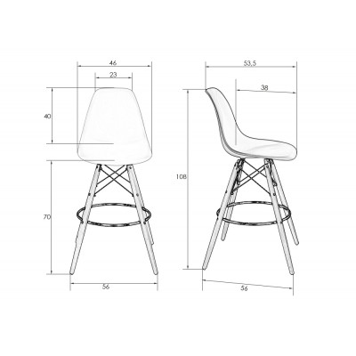 Стул барный DOBRIN DSW BAR (ножки светлый бук, цвет сиденья светло-серый (GR-01)) - купить в Екатеринбурге, в наличии