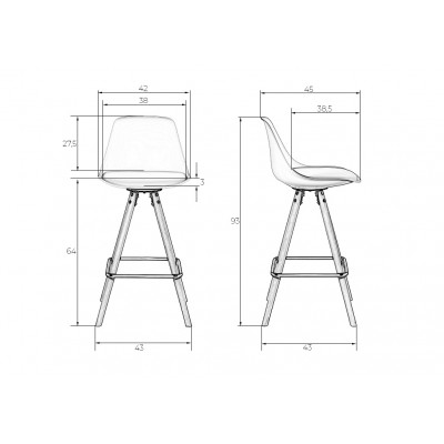 Набор 2 шт Стул полубарный DOBRIN RONNI (ножки светлый бук, белый (ZL-W-02)) - купить в Екатеринбурге, в наличии