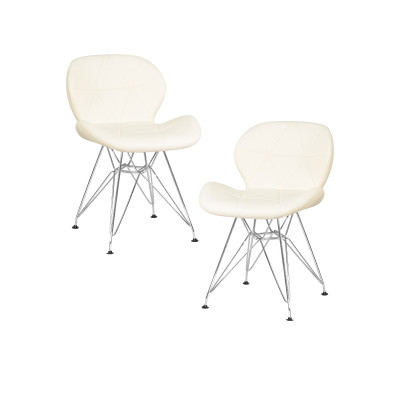 Набор 2 шт Стул обеденный DOBRIN BUTTERFLY CHROME (ножки хром, цвет кремовый) - купить в Екатеринбурге, в наличии