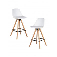 Набор 2 шт Стул полубарный DOBRIN RONNI (ножки светлый бук, белый (ZL-W-02))