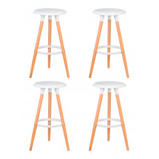 Набор 4 шт Табурет барный DOBRIN ROYCE (ножки светлый бук, цвет белый (W-02))