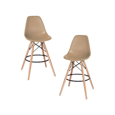 Набор 2 шт Стул барный DOBRIN DSW BAR (ножки светлый бук, цвет сиденья бежевый (GR-03)) - купить в Екатеринбурге, в наличии