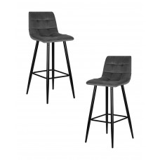 Набор 2 шт Стул барный DOBRIN NICOLE (черные матовые ножки, темно-серый велюр (108-91))