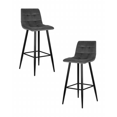 Набор 2 шт Стул барный DOBRIN NICOLE (черные матовые ножки, темно-серый велюр (108-91)) - купить в Екатеринбурге, в наличии