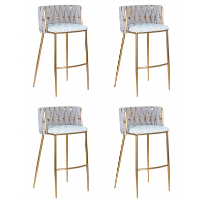 Набор 4 шт Стул барный DOBRIN EMMA GOLD (белый PU (T-01), белая ткань (F-49)) - купить в Екатеринбурге, в наличии