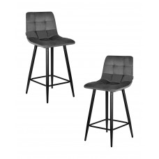 Набор 2 шт Стул полубарный DOBRIN OLIVIA (черные матовые ножки, темно-серый велюр (108-91))