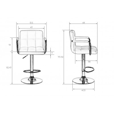 Стул барный DOBRIN KRUGER ARM BLACK (серый велюр (MJ9-75))