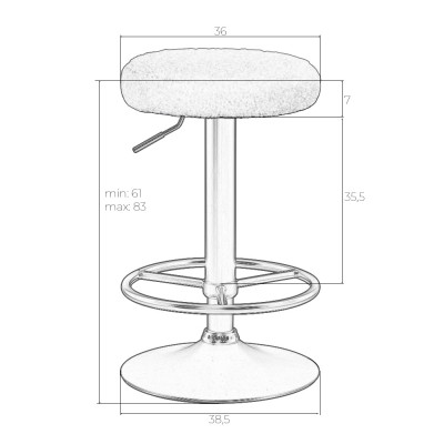 Табурет барный DOBRIN TEDDY BLACK (белое букле) - купить в Екатеринбурге, в наличии