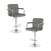 Набор 2 шт Стул барный DOBRIN KRUGER ARM (серый велюр (MJ9-75))