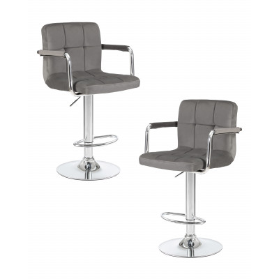 Набор 2 шт Стул барный DOBRIN KRUGER ARM (серый велюр (MJ9-75))