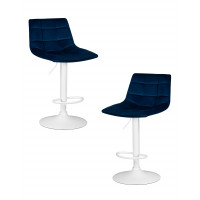 Набор 2 шт Стул барный DOBRIN TAILOR WHITE (синий велюр (MJ9-117))
