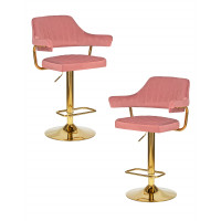 Набор 2 шт Стул барный DOBRIN CHARLY GOLD (розовый велюр (MJ9-32))
